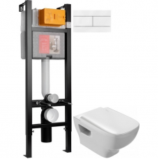 Комплект инсталляции с подвесным унитазом JACOB DELAFON Struktura с сиденьем и кнопкой E21771RU-00 Комплект инсталляции с подвесным унитазом JACOB DELAFON Struktura с сиденьем и кнопкой E21771RU-00